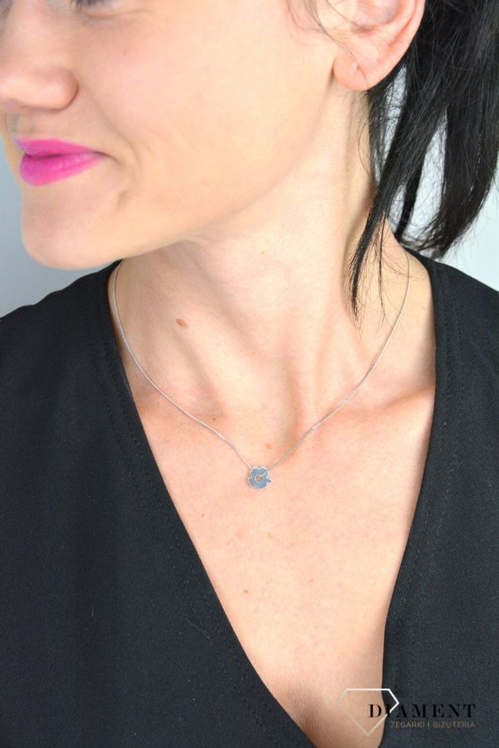 Srebrny naszyjnik celebrytka delikatny łańcuszek z koniczynka DIA-NSZ-KONICZYNKA31-925.jpg