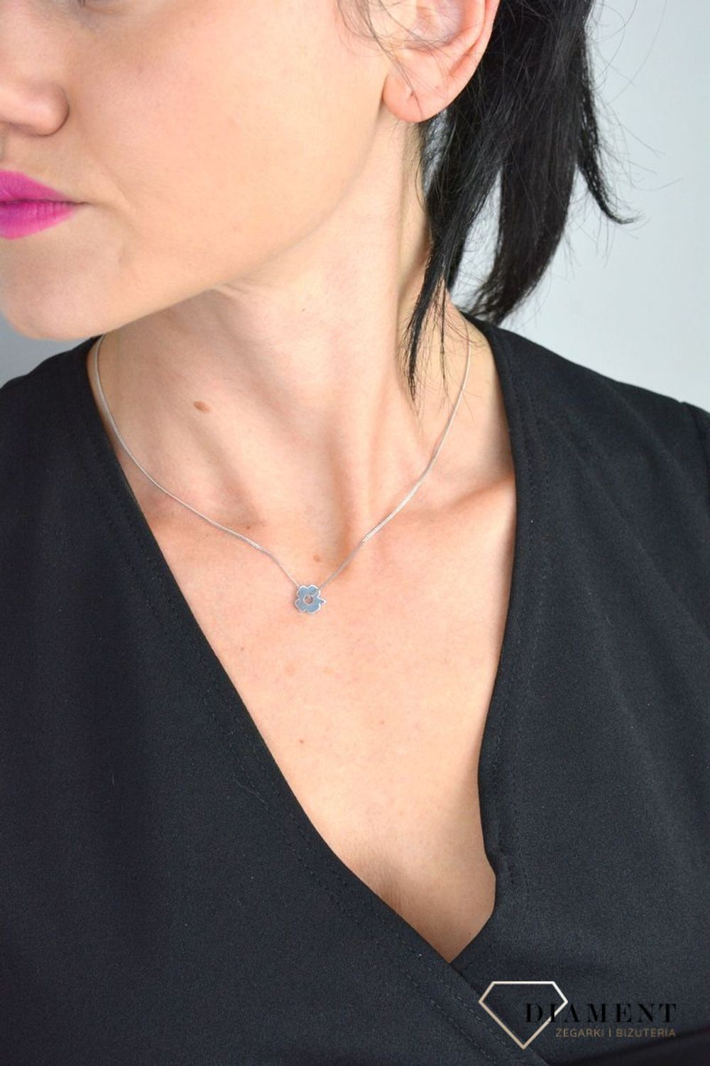 Srebrny naszyjnik celebrytka delikatny łańcuszek z koniczynka DIA-NSZ-KONICZYNKA31-925.jpg