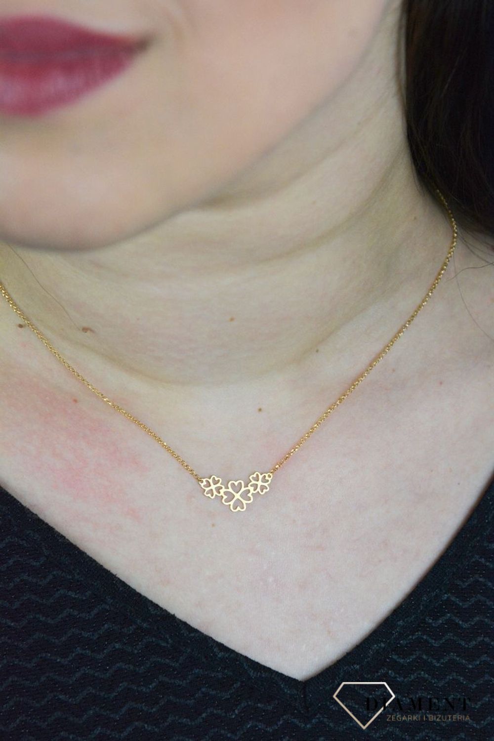 Srebrny naszyjnik celebrytka pozłacana trzy koniczynki DIA-NSZ-KONICZYNKA4-Z-925.jpg