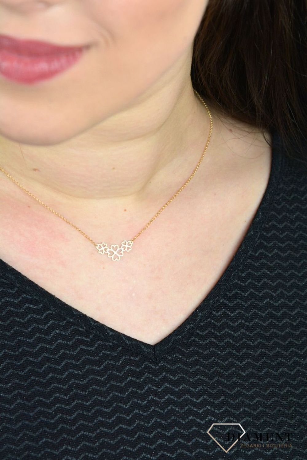 Srebrny naszyjnik celebrytka pozłacana trzy koniczynki DIA-NSZ-KONICZYNKA4-Z-925.jpg