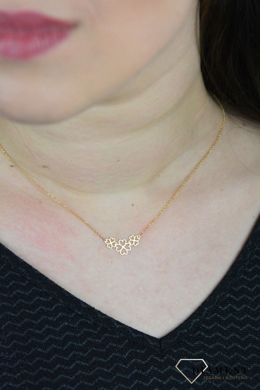 Srebrny naszyjnik celebrytka pozłacana trzy koniczynki DIA-NSZ-KONICZYNKA4-Z-925.jpg
