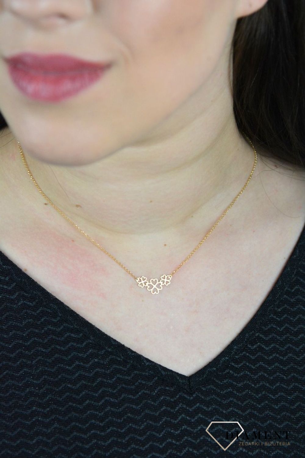 Srebrny naszyjnik celebrytka pozłacana trzy koniczynki DIA-NSZ-KONICZYNKA4-Z-925.jpg
