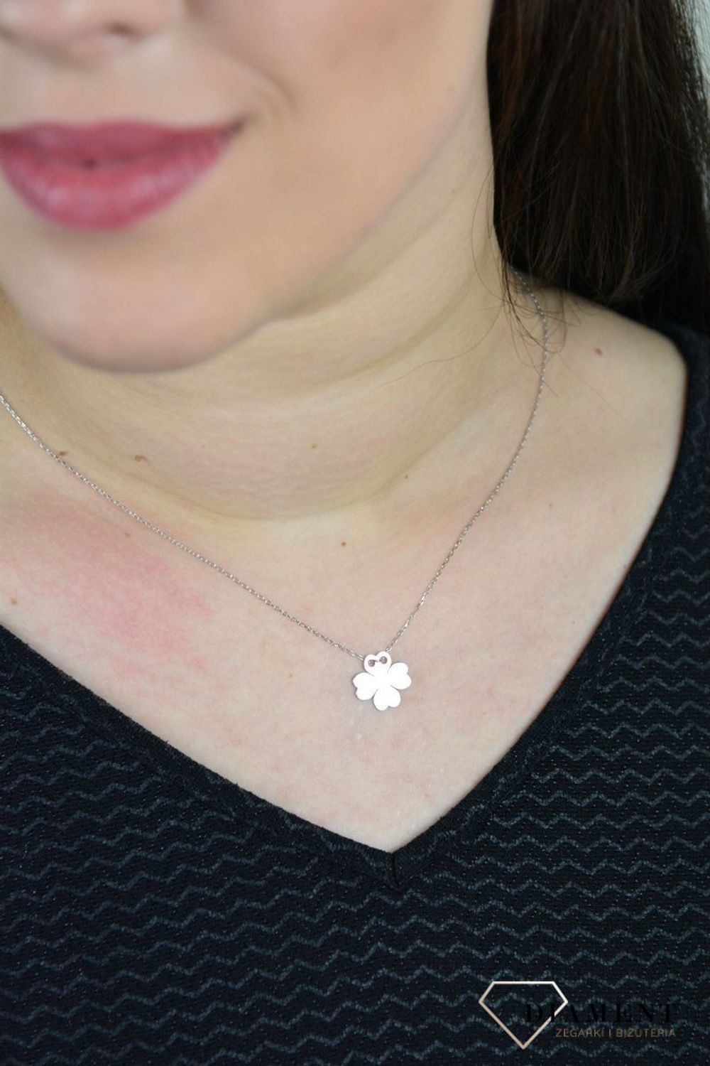 Srebrny naszyjnik celebrytka gładka Koniczynka DIA-NSZ-KONICZYNKA5-925.jpg