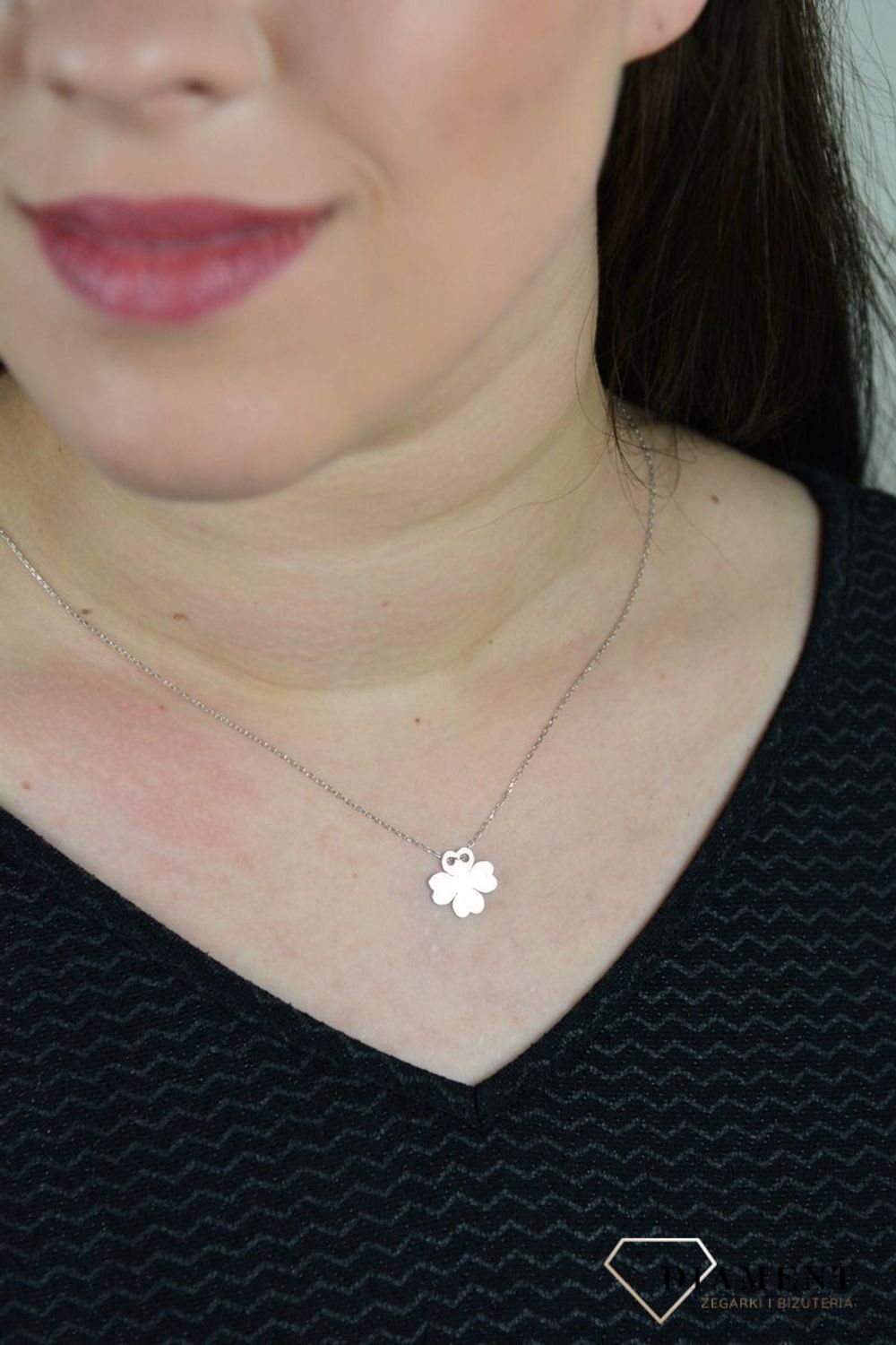 Srebrny naszyjnik celebrytka gładka Koniczynka DIA-NSZ-KONICZYNKA5-925.jpg