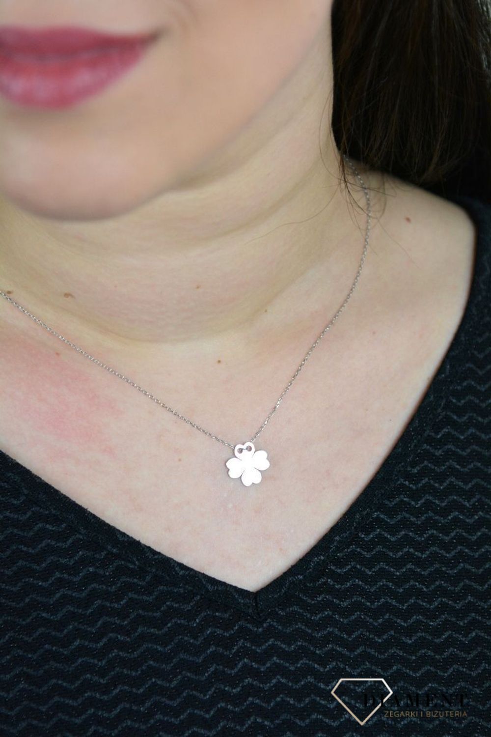 Srebrny naszyjnik celebrytka gładka Koniczynka DIA-NSZ-KONICZYNKA5-925.jpg