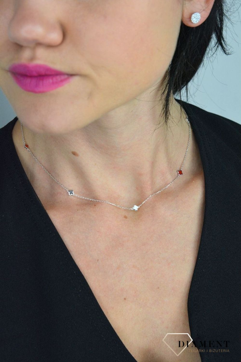 Naszyjnik srebrny 'kolorowa koniczynka' DIA-NSZ-KONICZYNKA8-925.jpg