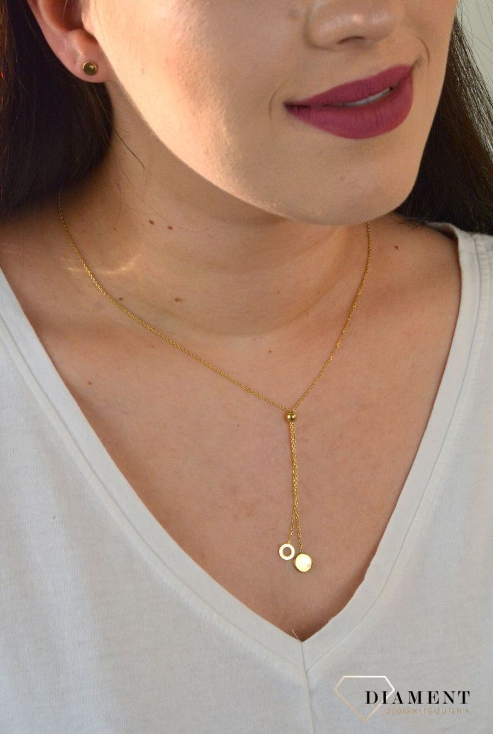 Srebrny naszyjnik kółeczko pozłacana z cyrkonią DIA-NSZ-KRAWATKA1-925.jpg