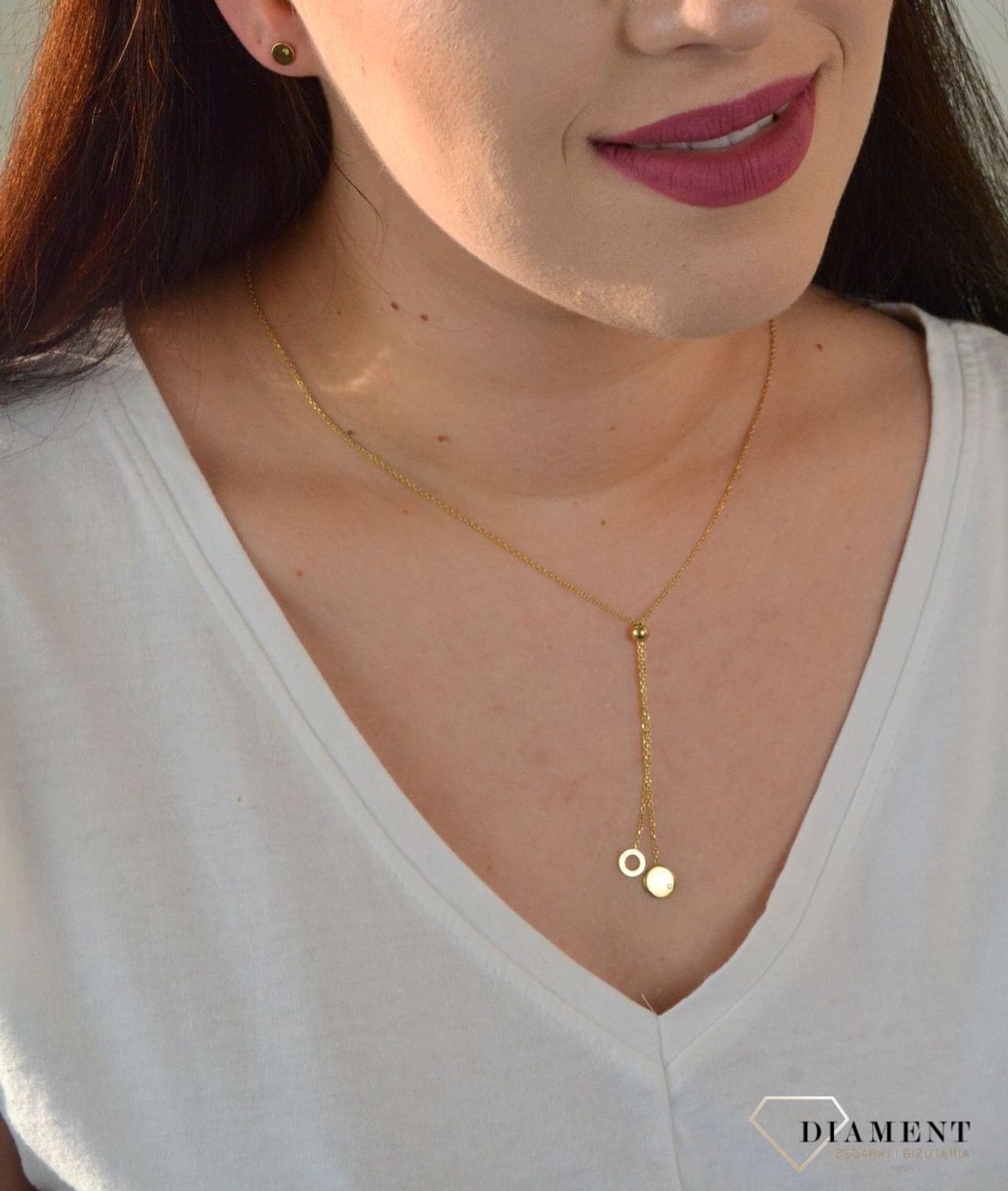 Srebrny naszyjnik kółeczko pozłacana z cyrkonią DIA-NSZ-KRAWATKA1-925.jpg