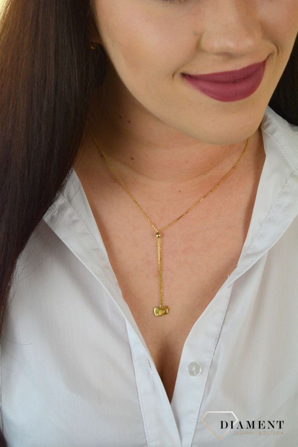 Naszyjnik krawatka serce pozł.cyrkonia DIA-NSZ-KRAWATKA11-925.jpg