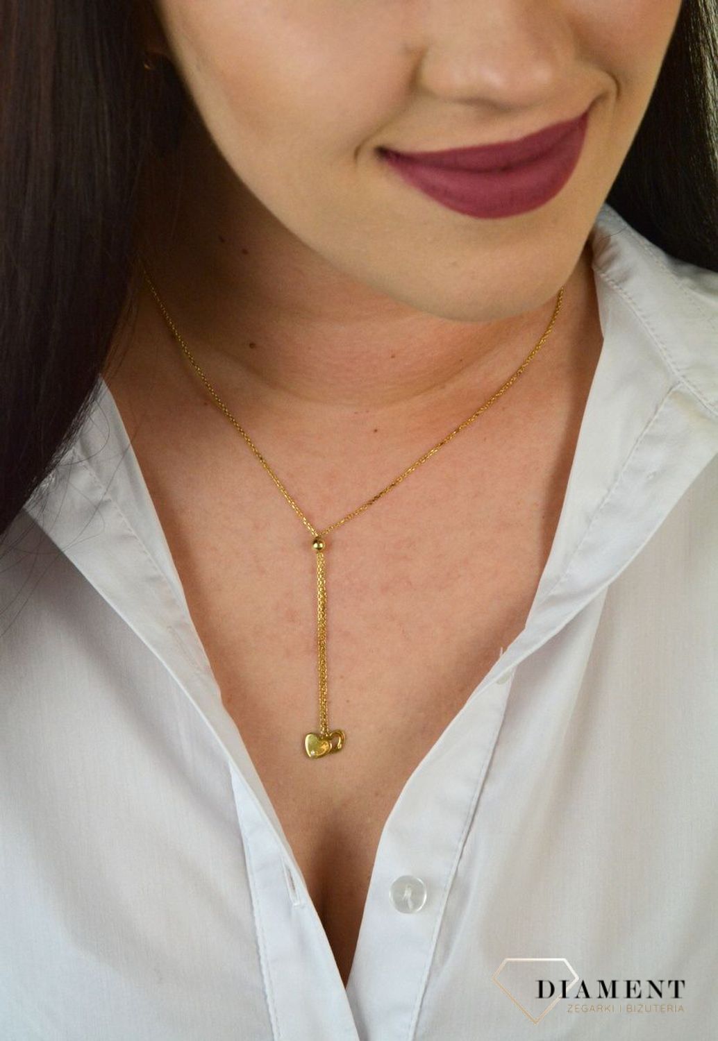 Naszyjnik krawatka serce pozł.cyrkonia DIA-NSZ-KRAWATKA11-925.jpg
