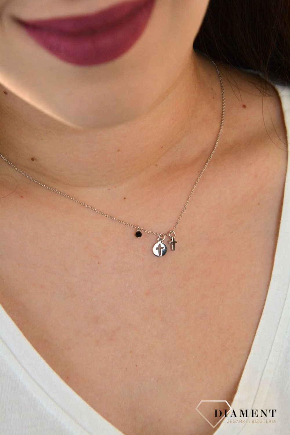 Naszyjnik srebrny celebrytka z zawieszkami  DIA-NSZ-KRZYZYK3-925.jpg