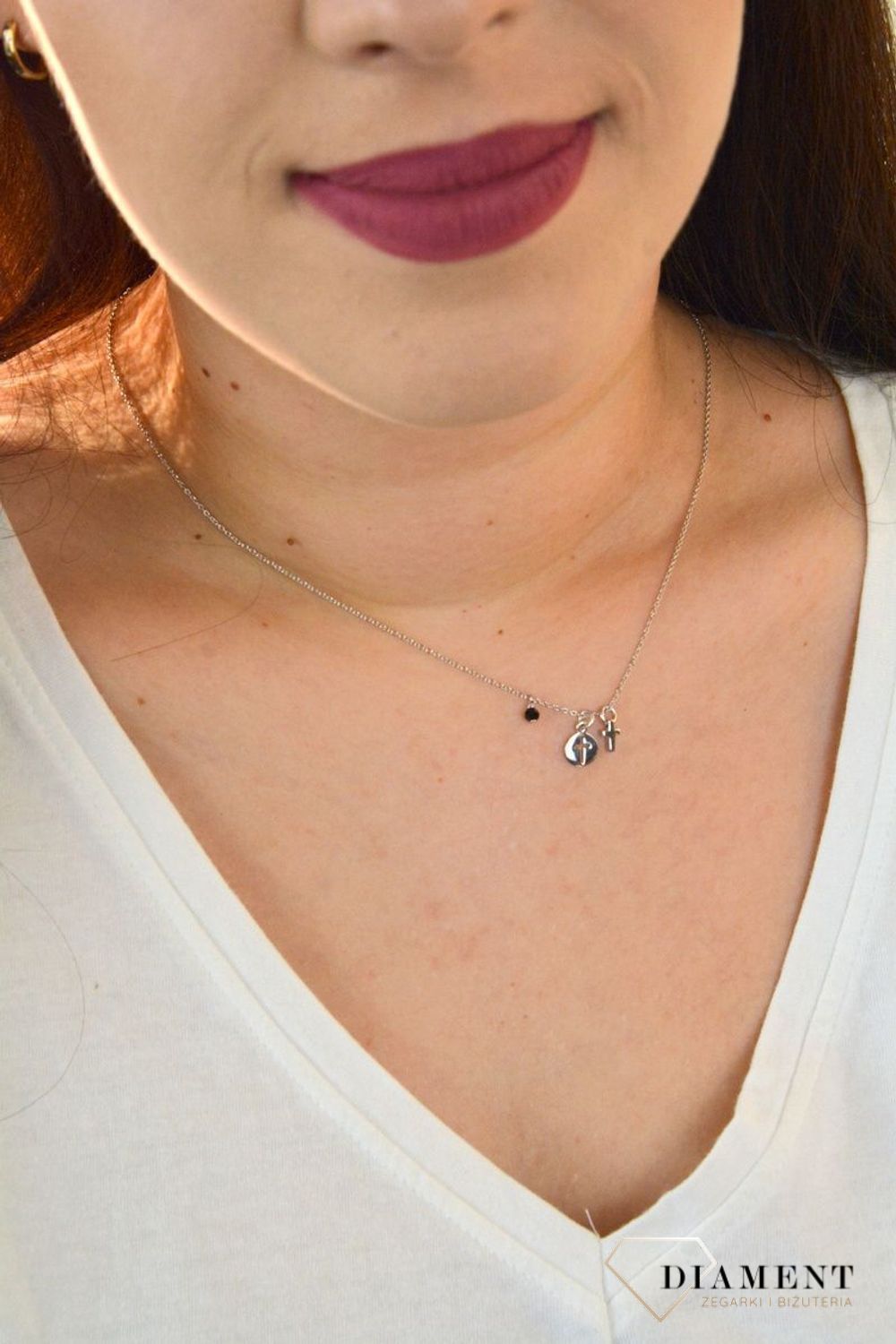 Naszyjnik srebrny celebrytka z zawieszkami  DIA-NSZ-KRZYZYK3-925.jpg