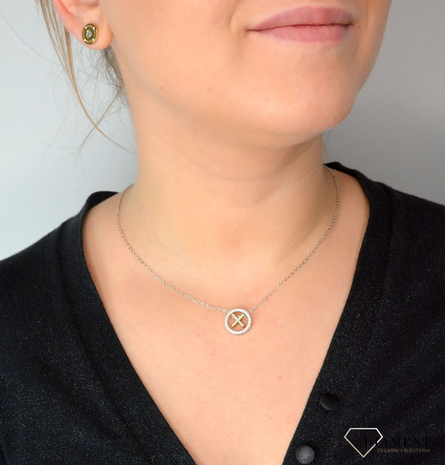 Srebrny naszyjnik celebrytka 'kółko ze znakiem X' DIA-NSZ-KRZYŻYK1-925.jpg