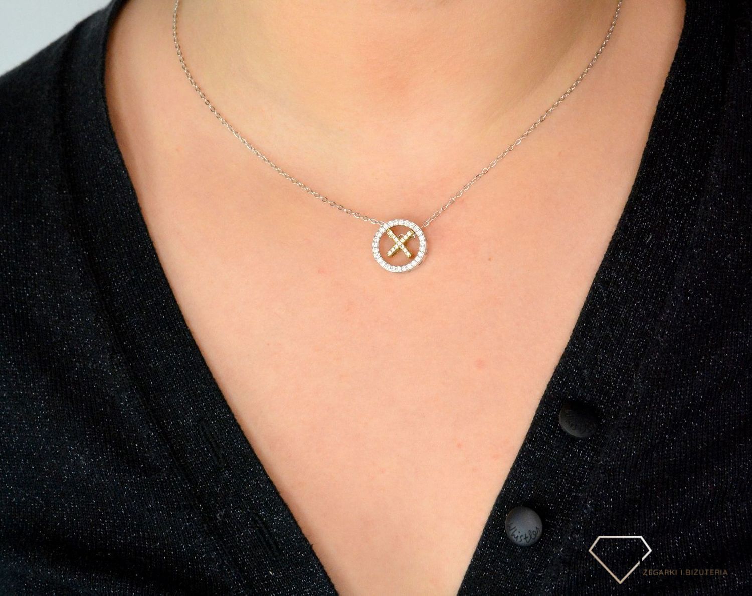 Srebrny naszyjnik celebrytka 'kółko ze znakiem X' DIA-NSZ-KRZYŻYK1-925.jpg