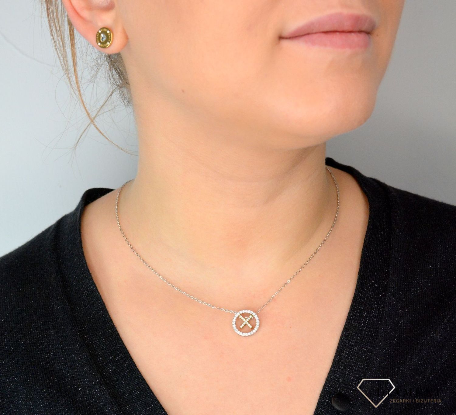 Srebrny naszyjnik celebrytka 'kółko ze znakiem X' DIA-NSZ-KRZYŻYK1-925.jpg