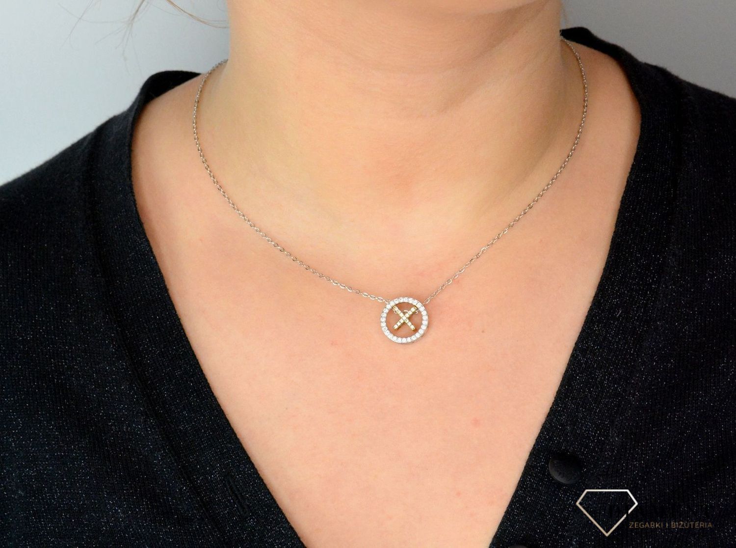 Srebrny naszyjnik celebrytka 'kółko ze znakiem X' DIA-NSZ-KRZYŻYK1-925.jpg