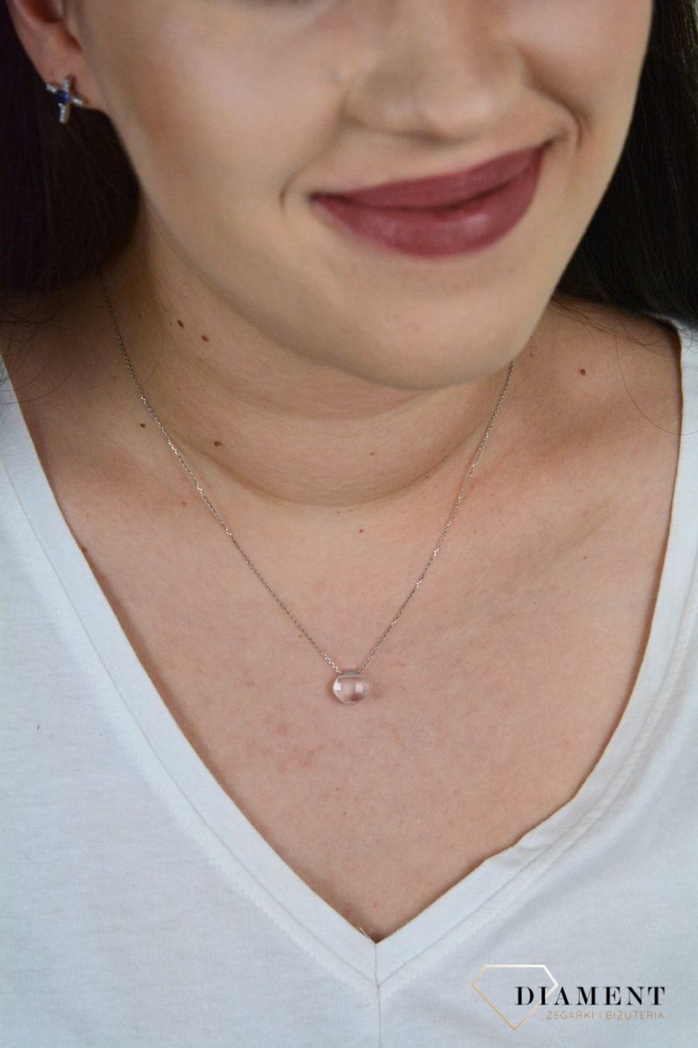 Naszyjnik celebrytka z zawieszką kwarc różowy DIA-NSZ-KWARC-ROZOWY-925.jpg