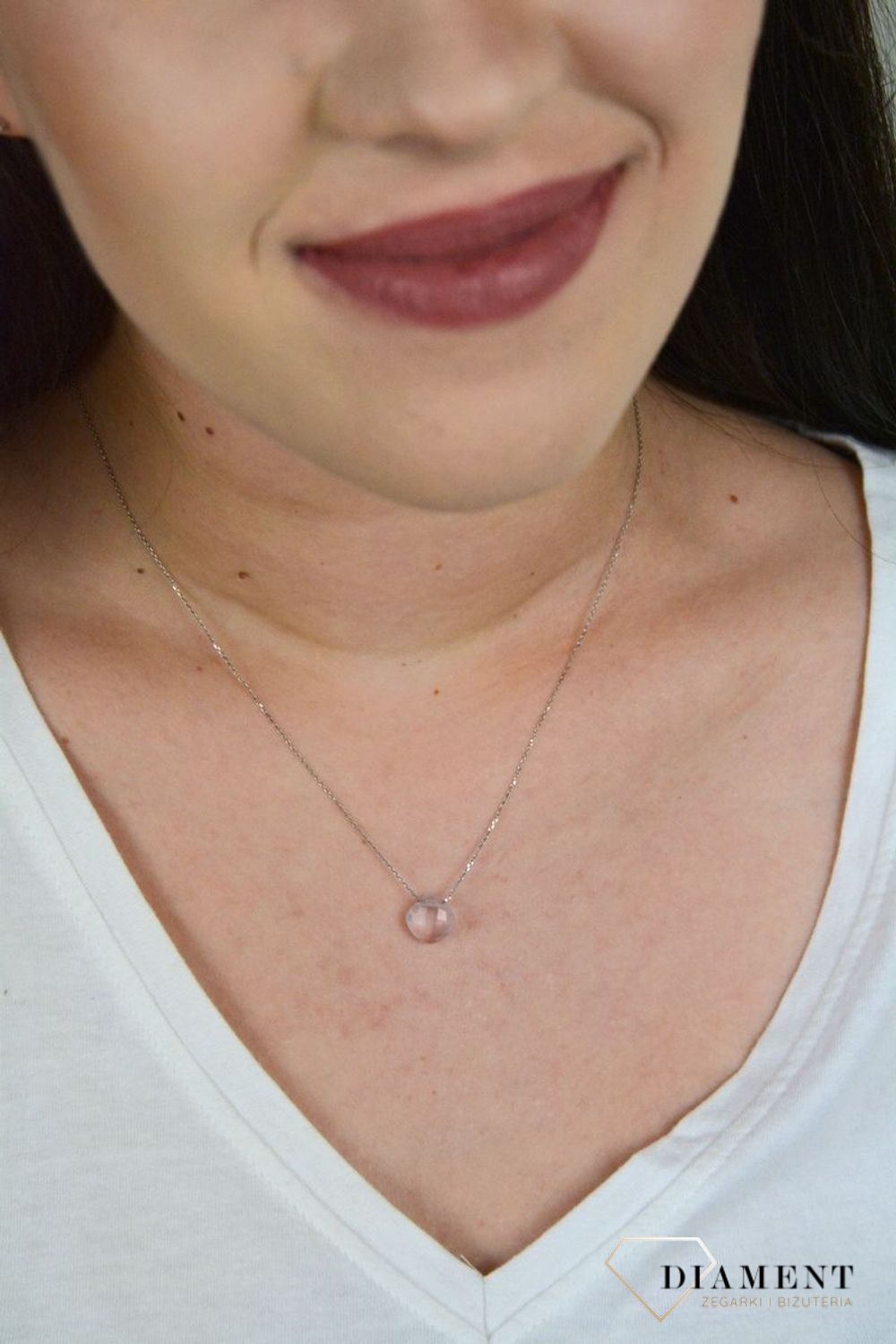 Naszyjnik celebrytka z zawieszką kwarc różowy DIA-NSZ-KWARC-ROZOWY-925.jpg