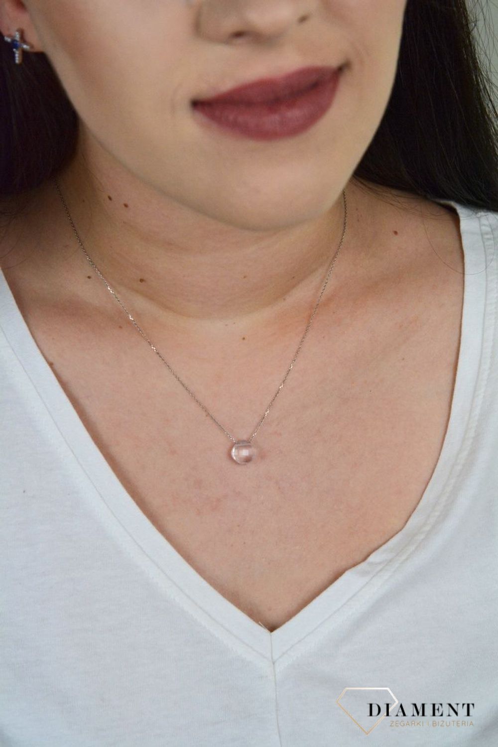 Naszyjnik celebrytka z zawieszką kwarc różowy DIA-NSZ-KWARC-ROZOWY-925.jpg