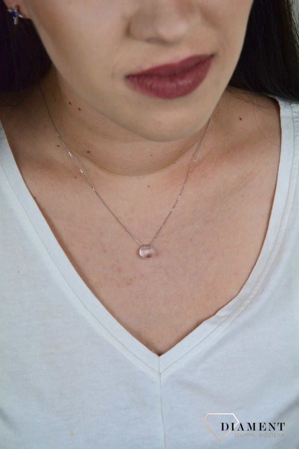 Naszyjnik celebrytka z zawieszką kwarc różowy DIA-NSZ-KWARC-ROZOWY-925.jpg