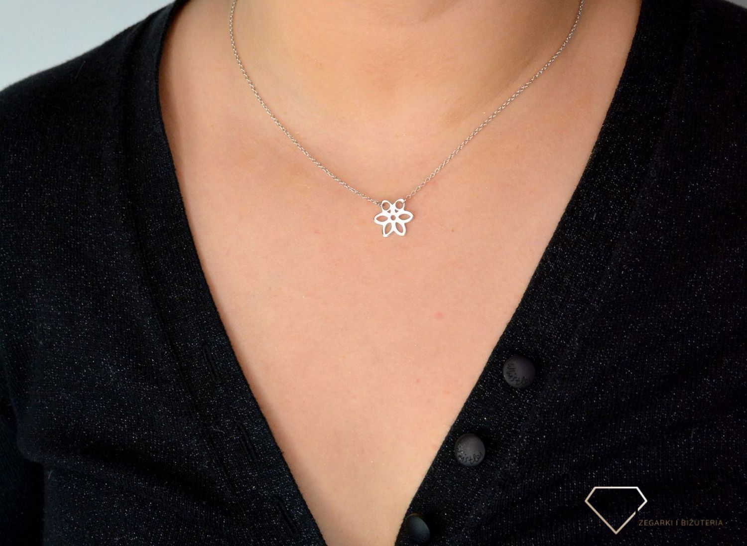 Srebrny naszyjnik celebrytka zawieszka Kwiatek DIA-NSZ-KWIATEK1-925.jpg