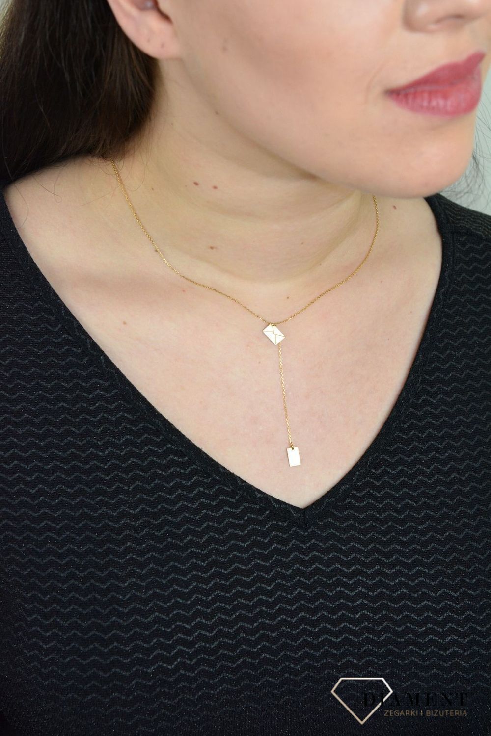 Srebrny naszyjnik celebrytka koperta pozłacana typu krawatka DIA-NSZ-LIST-925.jpg