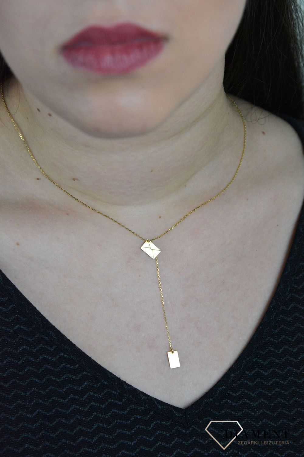 Srebrny naszyjnik celebrytka koperta pozłacana typu krawatka DIA-NSZ-LIST-925.jpg