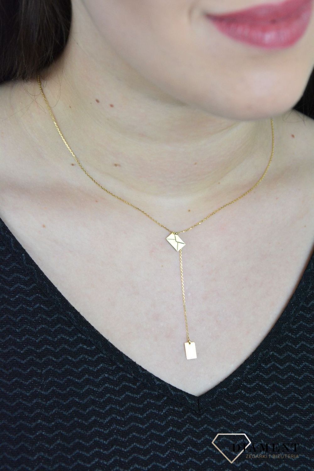 Srebrny naszyjnik celebrytka koperta pozłacana typu krawatka DIA-NSZ-LIST-925.jpg