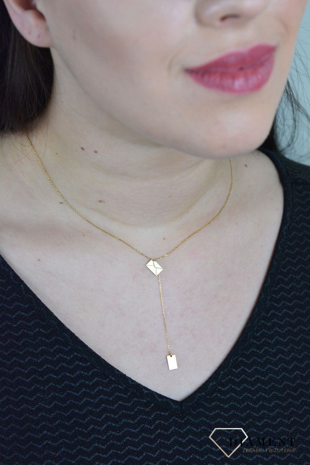 Srebrny naszyjnik celebrytka koperta pozłacana typu krawatka DIA-NSZ-LIST-925.jpg