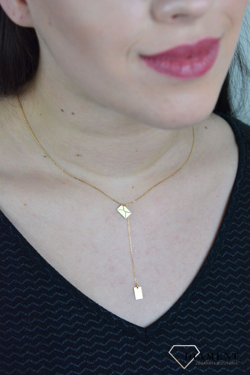 Srebrny naszyjnik celebrytka koperta pozłacana typu krawatka DIA-NSZ-LIST-925.jpg