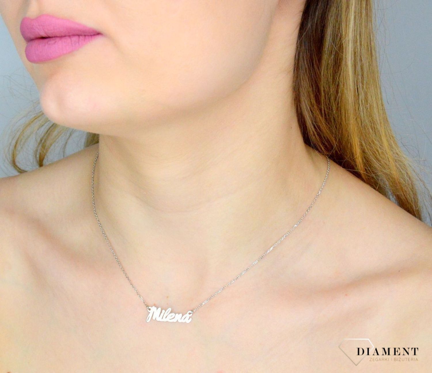 Naszyjnik damski z imieniem Milena 925 srebrna celebrytka DIA-NSZ-MILENACELR-925.jpg