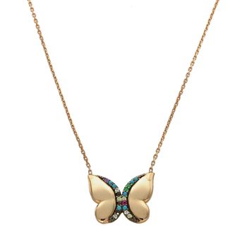 Srebrny naszyjnik celebrytka 'Kolorowy motylek' różowe złoto DIA-NSZ-MOTYL1-925.jpg