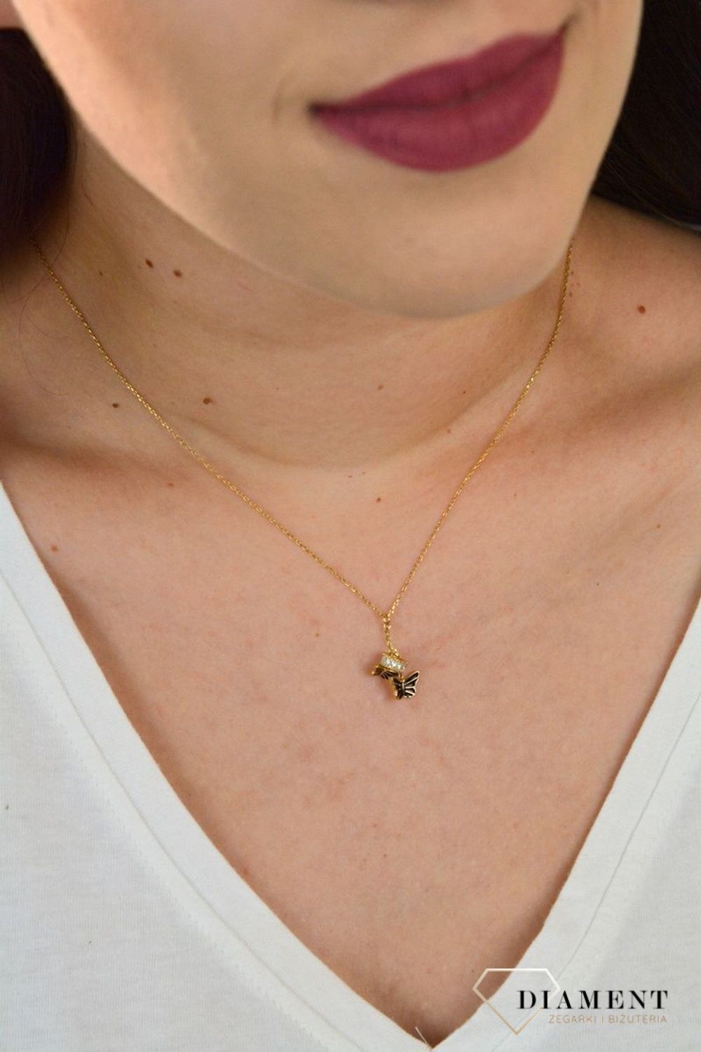 Naszyjnik celebrytka pozłacana z motylkami  DIA-NSZ-MOTYL5-925.jpg