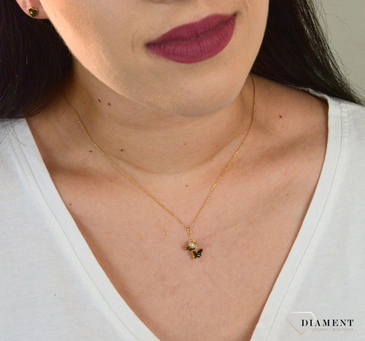 Naszyjnik celebrytka pozłacana z motylkami  DIA-NSZ-MOTYL5-925.jpg