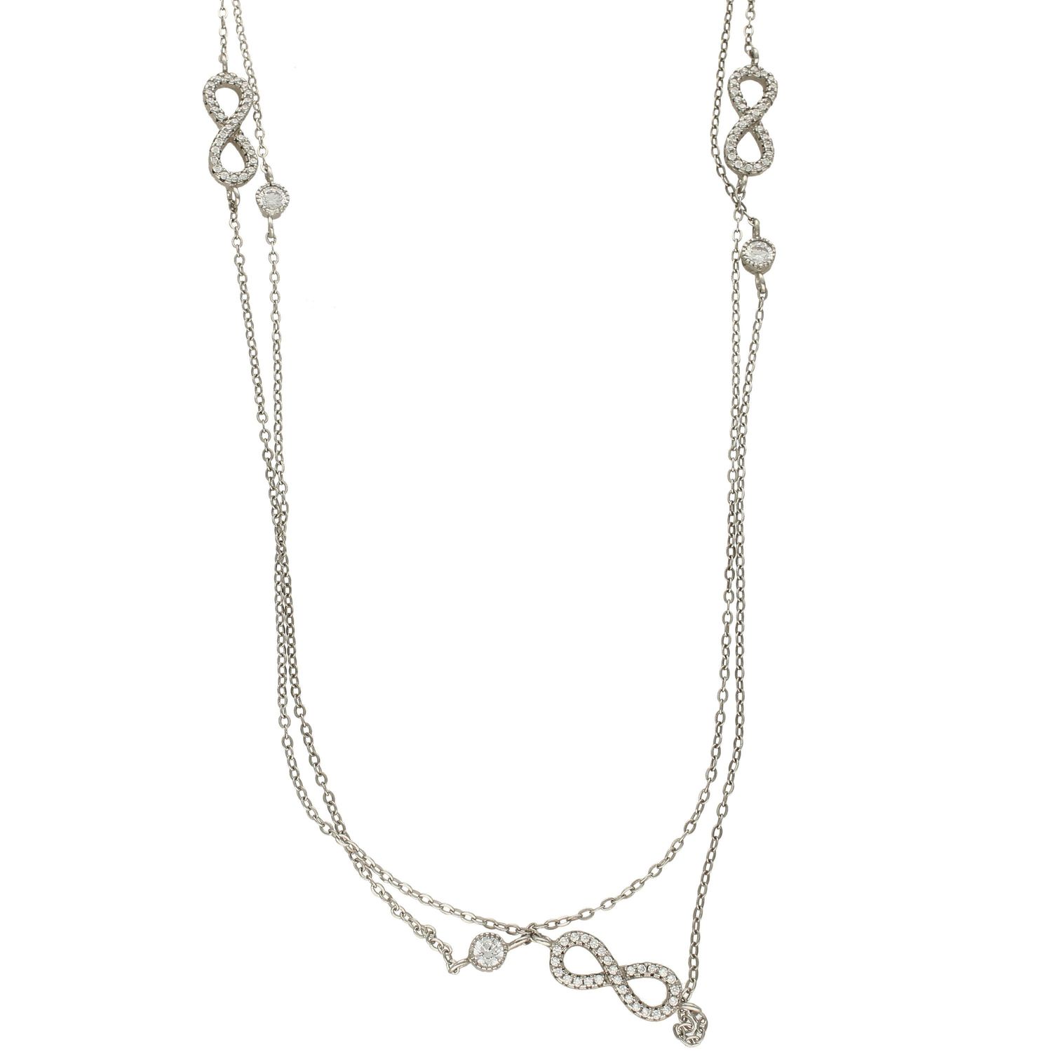 Srebrny naszyjnik długa celebrytka z cyrkonią DIA-NSZ-NIESKONCZONOSC1-925.jpg