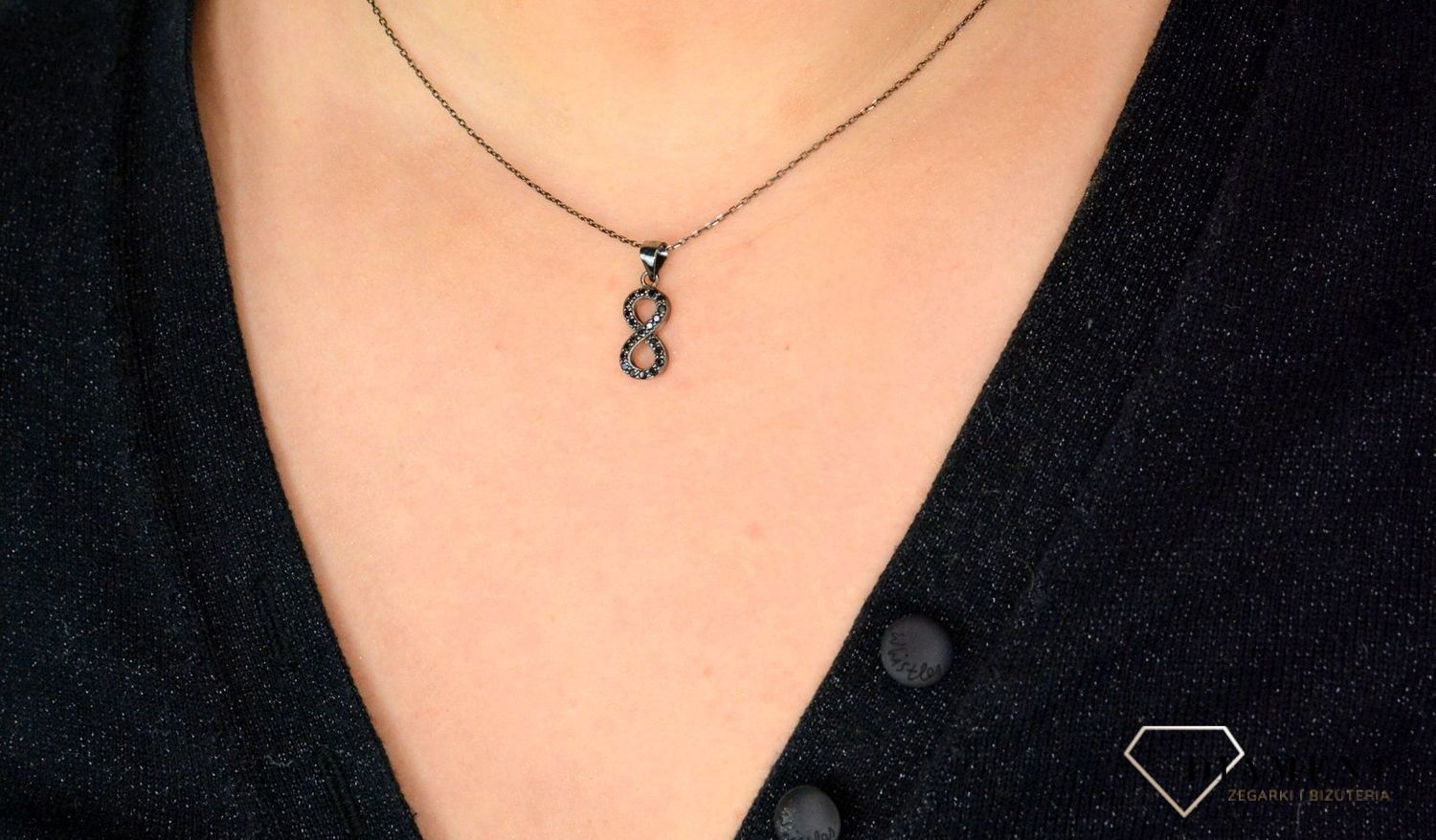 Srebrny naszyjnik celebrytka z nieskończonością rutenowany DIA-NSZ-NIESKONCZONOSC2-925.jpg