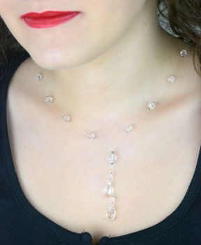 Naszyjnik ślubny srebrny z kryształami Swarovski® 925 – DIA-NSZ-NR483-925. Elegancki naszyjnik ślubny ze srebra rodowanego 925 z kryształami Swarovski® w różnych rozmiarach. Długość 43 cm + 3 cm przedłużka. (5).JPG