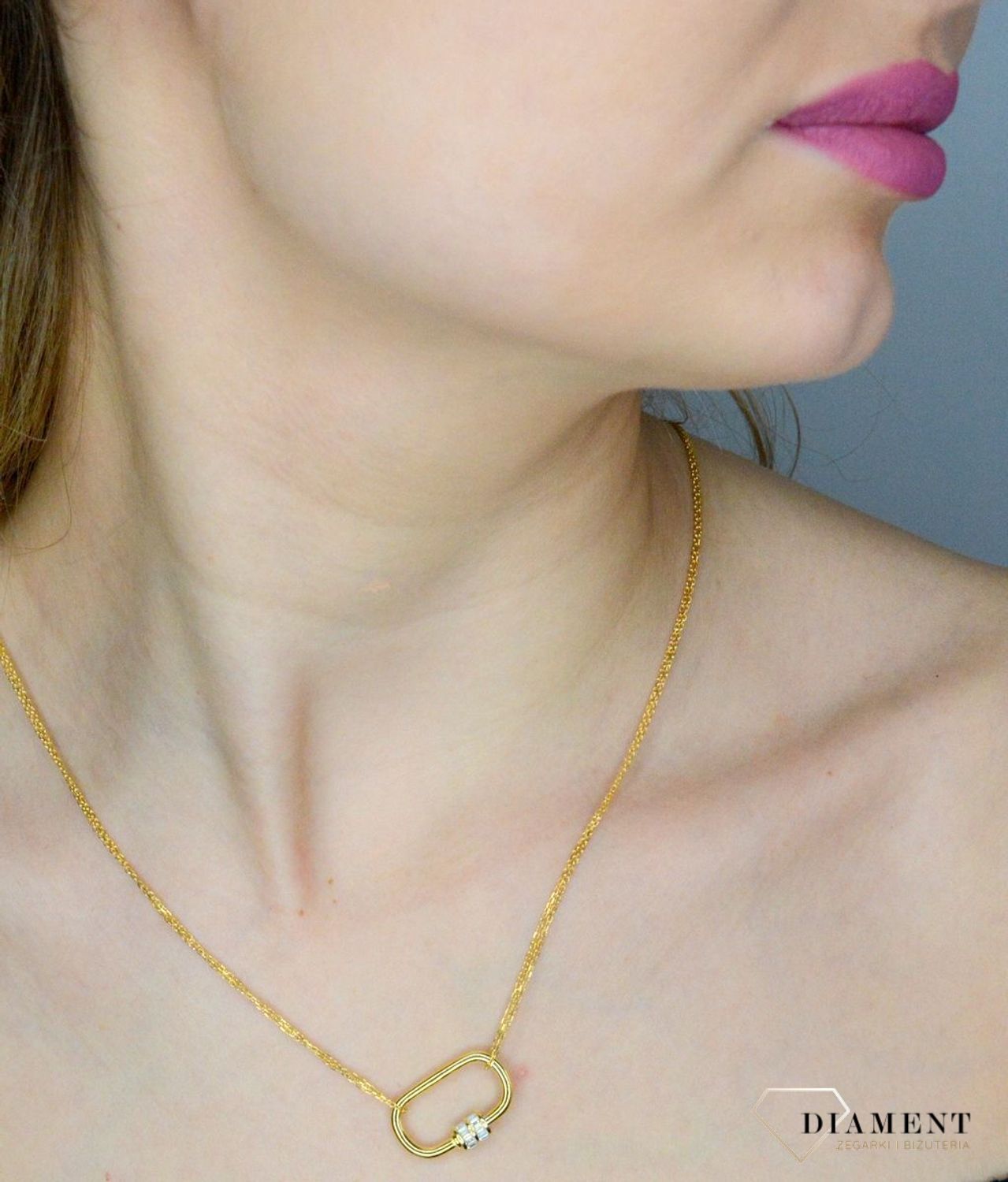 Srebrny naszyjnik damski celebrytka pozłacana z podłużną zawieszką 42 cm DIA-NSZ-NS0020923Z-925.jpg