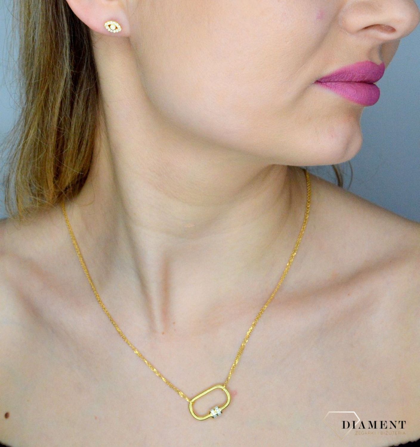 Srebrny naszyjnik damski celebrytka pozłacana z podłużną zawieszką 42 cm DIA-NSZ-NS0020923Z-925.jpg