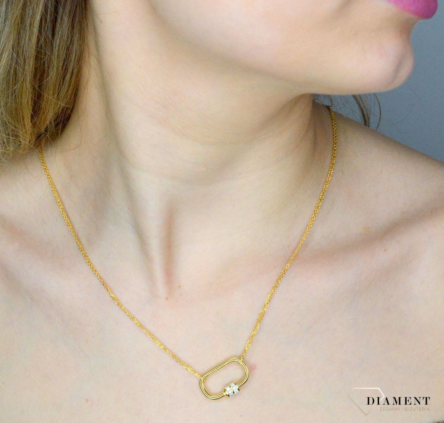 Srebrny naszyjnik damski celebrytka pozłacana z podłużną zawieszką 42 cm DIA-NSZ-NS0020923Z-925.jpg