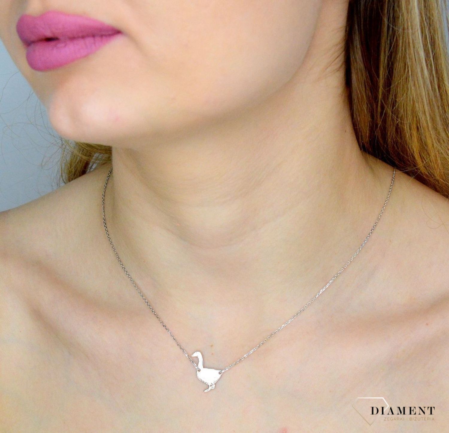 Srebrny naszyjnik damski celebrytka 45 cm Gęś DIA-NSZ-NS060823R-925.jpg