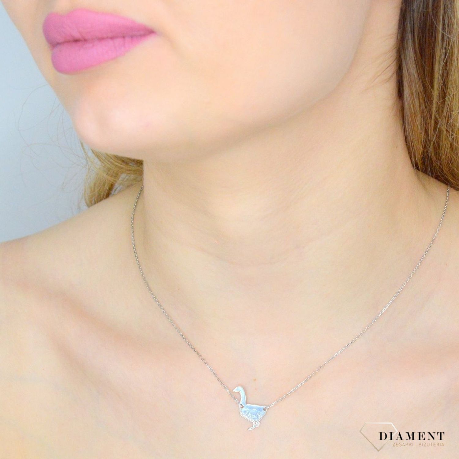 Srebrny naszyjnik damski celebrytka 45 cm Gęś DIA-NSZ-NS060823R-925.jpg