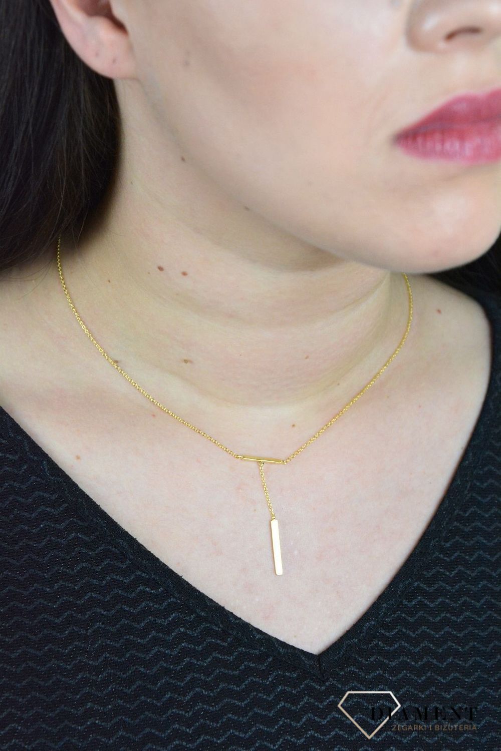 Srebrny naszyjnik pozłacany patyczek z nieskończonością DIA-NSZ-PATYCZEK1-Z-925.jpg