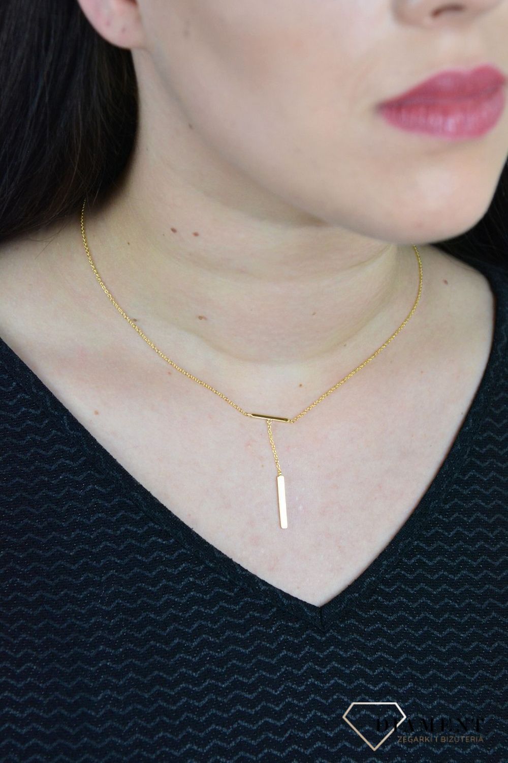 Srebrny naszyjnik pozłacany patyczek z nieskończonością DIA-NSZ-PATYCZEK1-Z-925.jpg