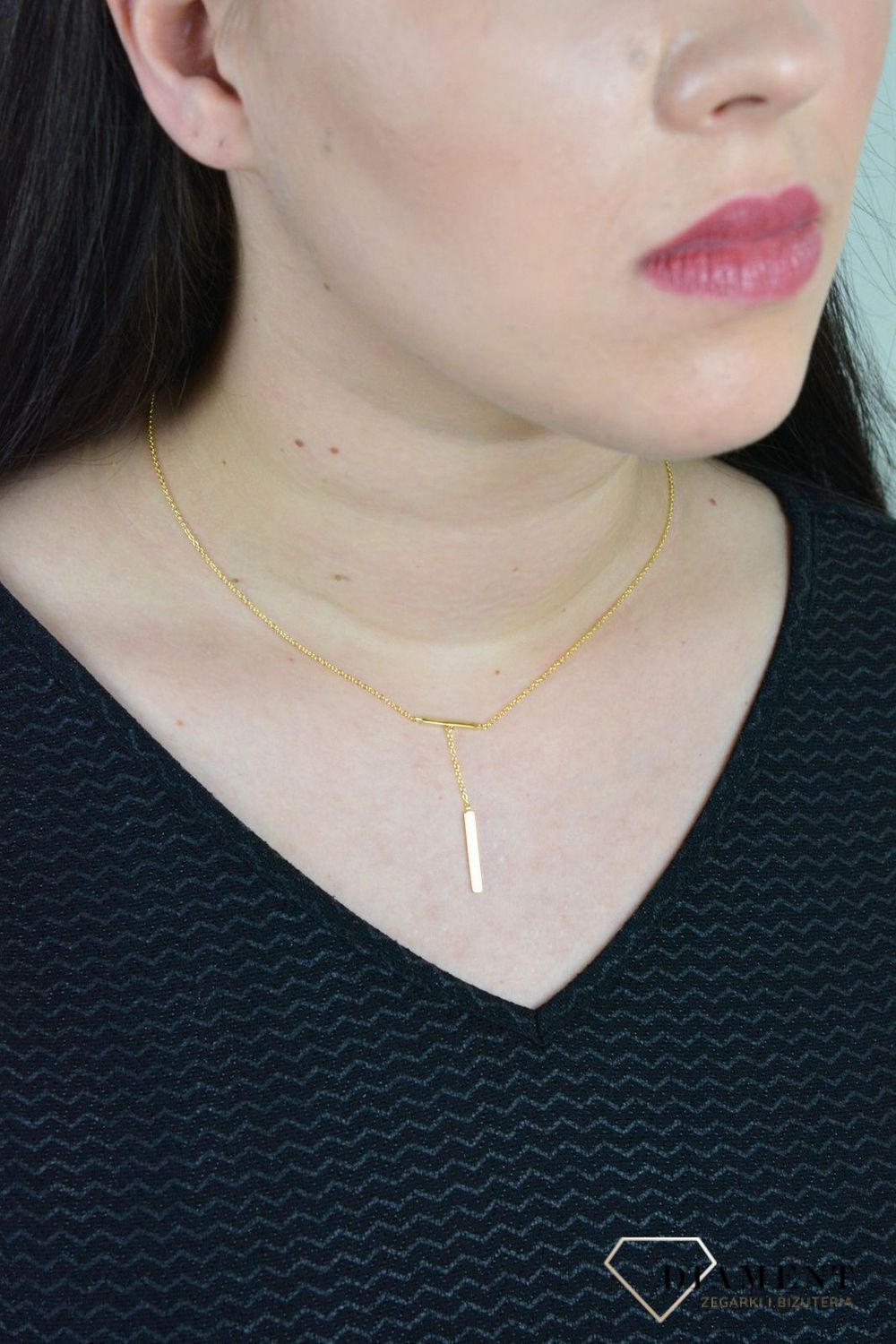 Srebrny naszyjnik pozłacany patyczek z nieskończonością DIA-NSZ-PATYCZEK1-Z-925.jpg