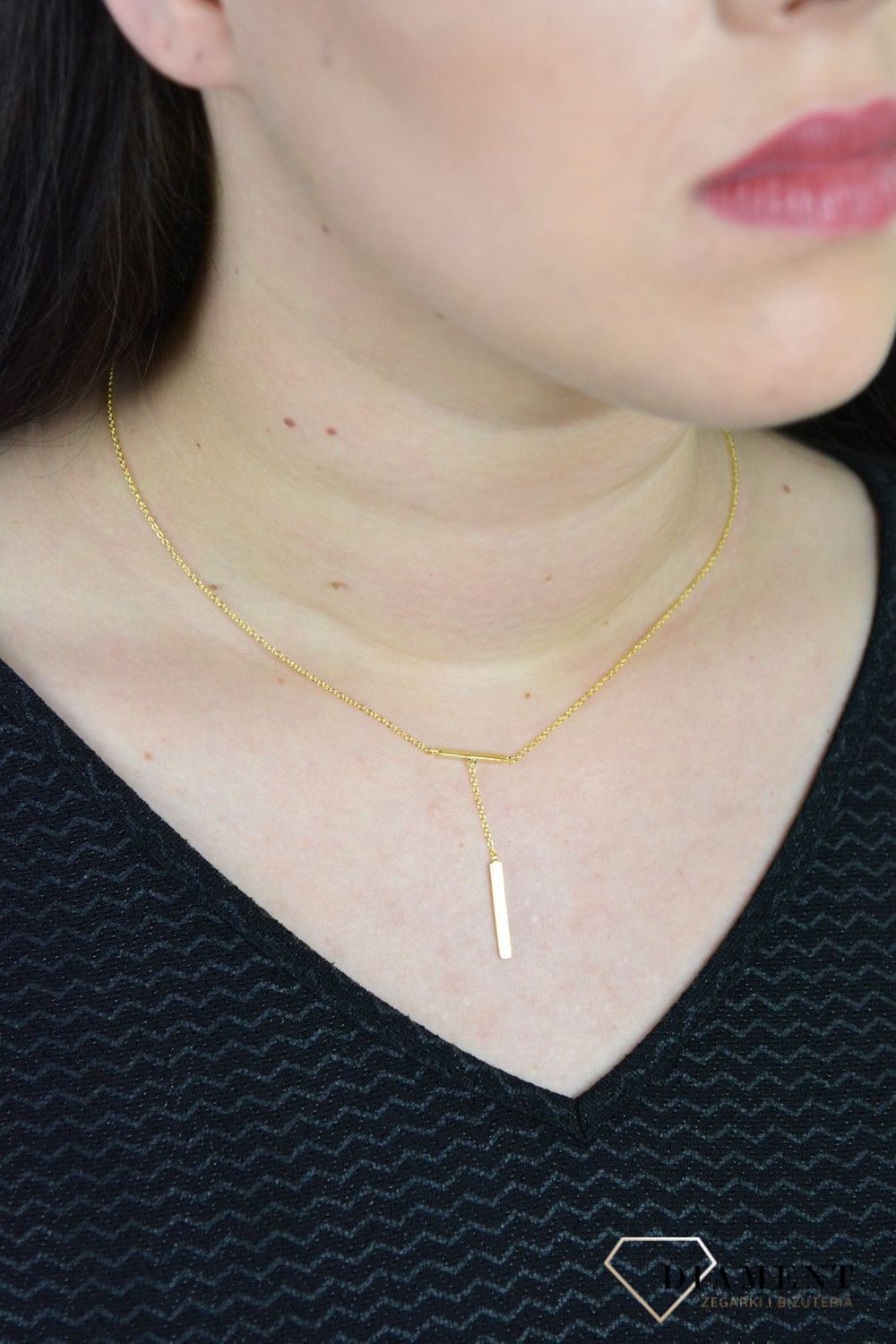 Srebrny naszyjnik pozłacany patyczek z nieskończonością DIA-NSZ-PATYCZEK1-Z-925.jpg