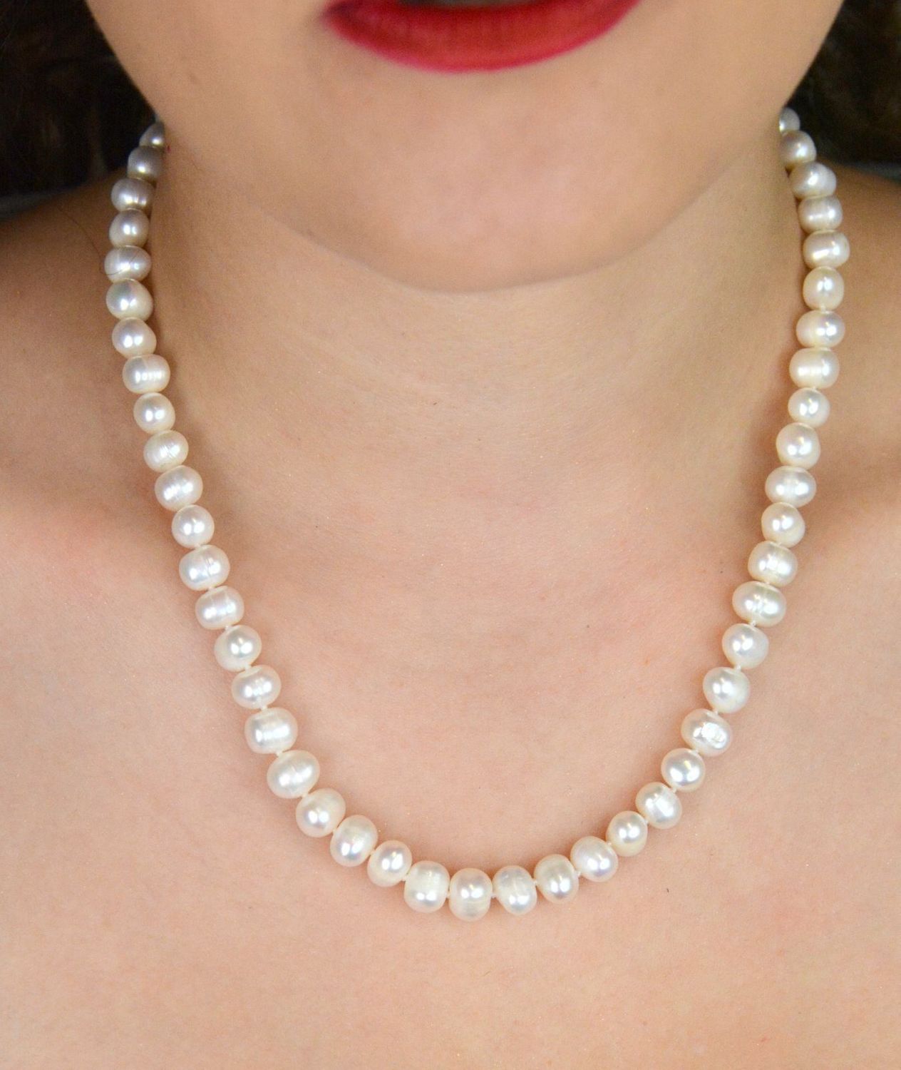 Naszyjnik z białych pereł naturalnych 7–9 mm  Supełkowanie  Zapięcie magnetyczne ze srebrem 925 i cyrkonią  45 cmds (1).jpg