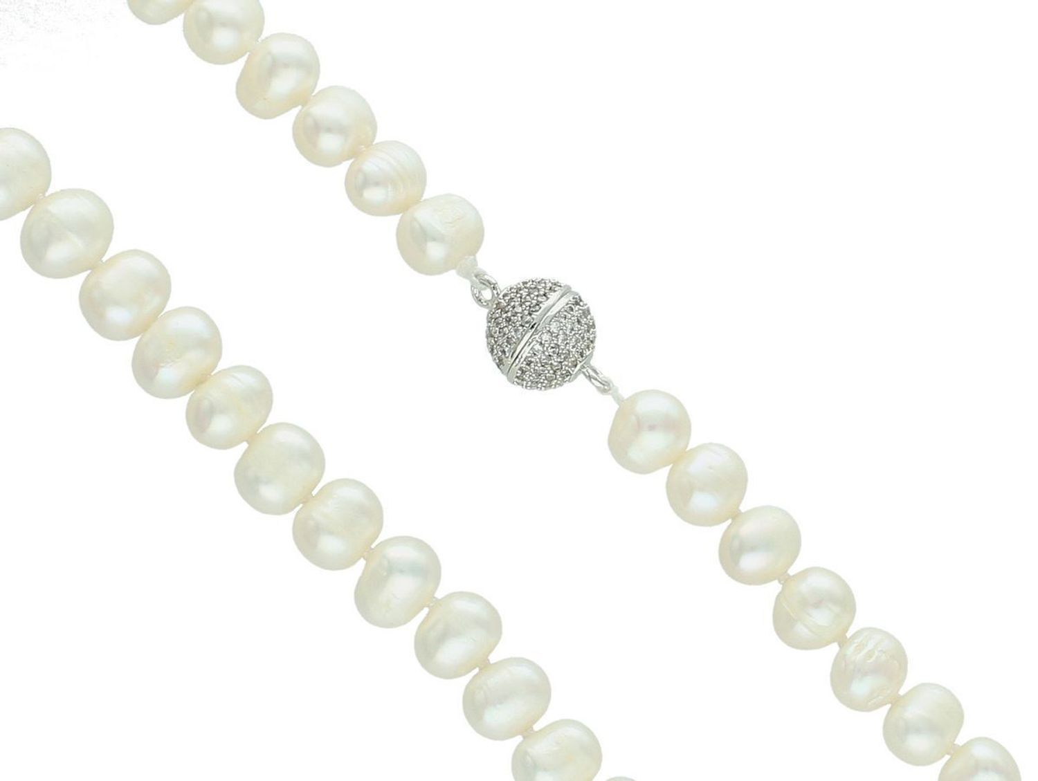 Naszyjnik z białych pereł naturalnych 7–9 mm  Supełkowanie  Zapięcie magnetyczne ze srebrem 925 i cyrkonią  45 cmds (1).jpg