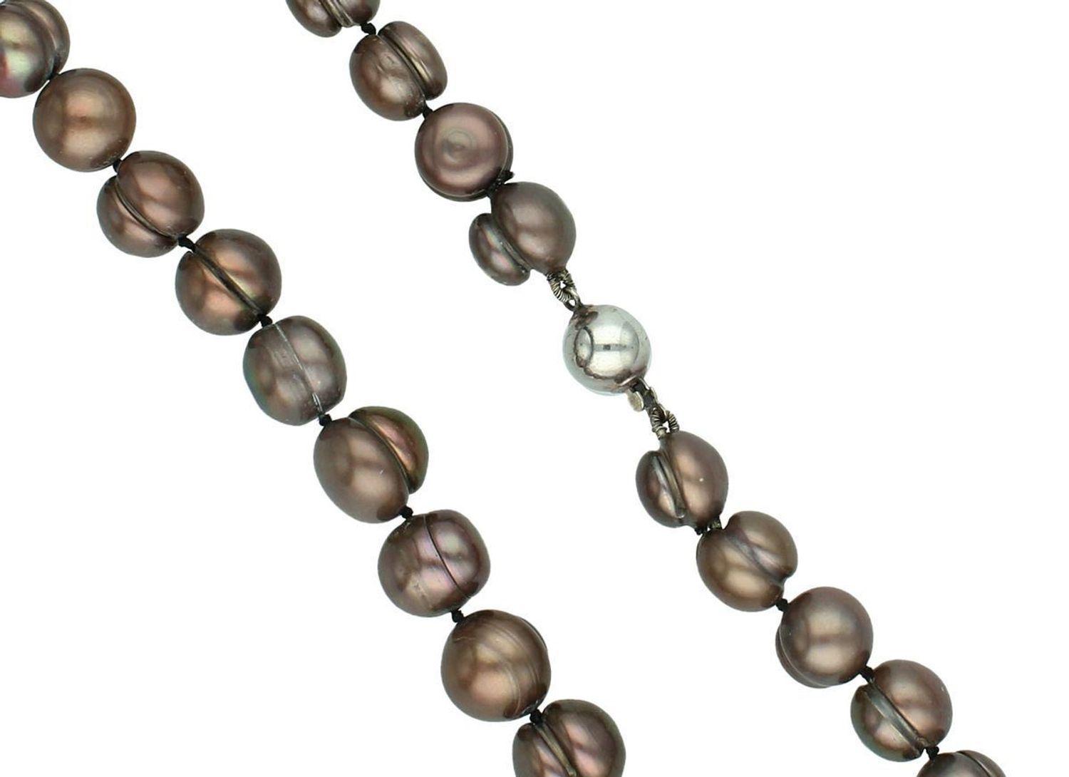 Naszyjnik z ciemnobrązowych pereł naturalnych 9 mm  50 cm  Srebro 925  Zapięcie beczułkowe (2).jpg