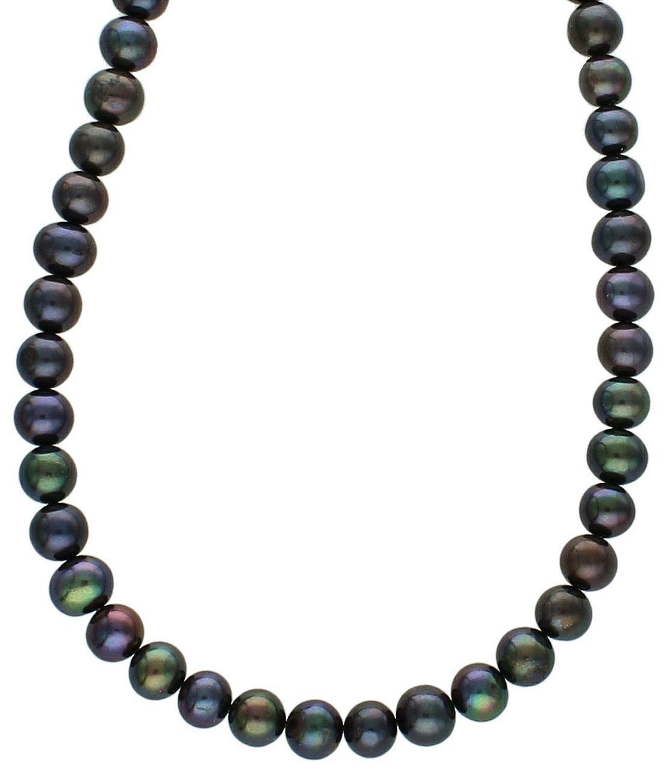 Naszyjnik z Fioletowych Pereł Naturalnych 7 mm  Długość 45 cm  Benzynowy Połysk  Srebro 925.jpg